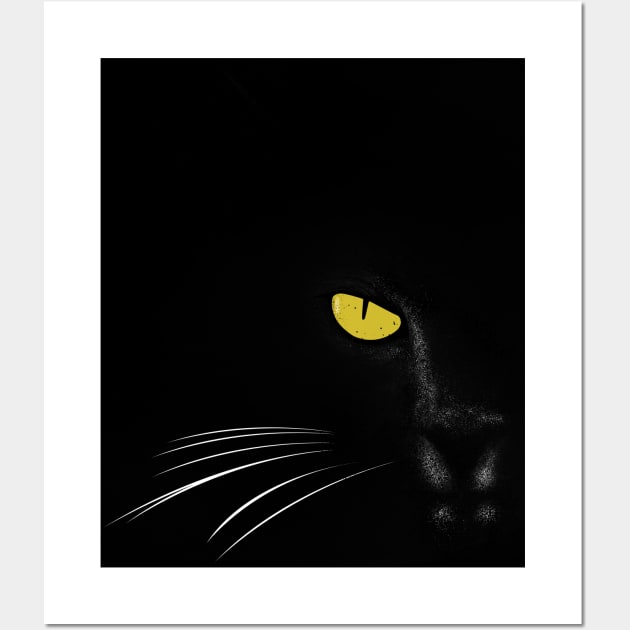 Black Cat Face Wall Art by Rishirt